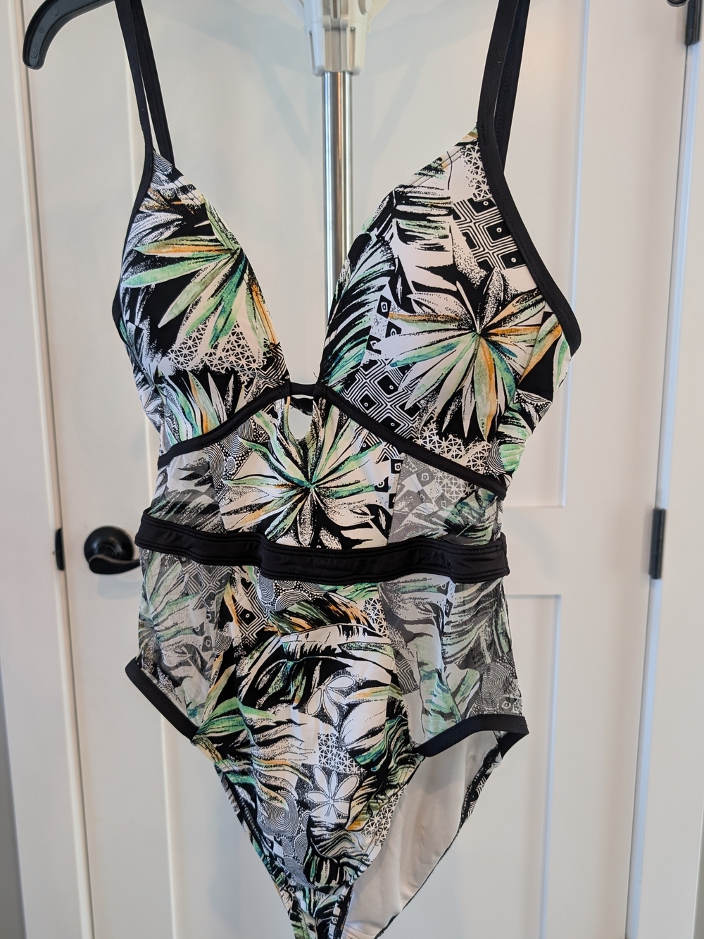 Kenneth Cole Tropical Leaf Print One-Piece Swimsuit
